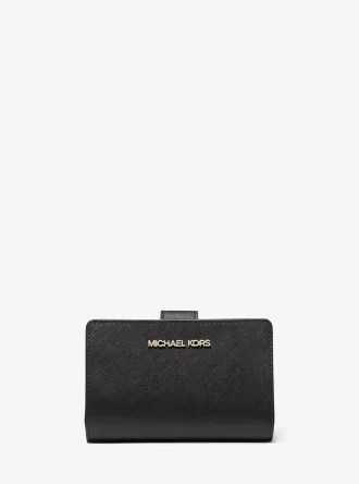 Cartera mediana de piel de grano cruzado