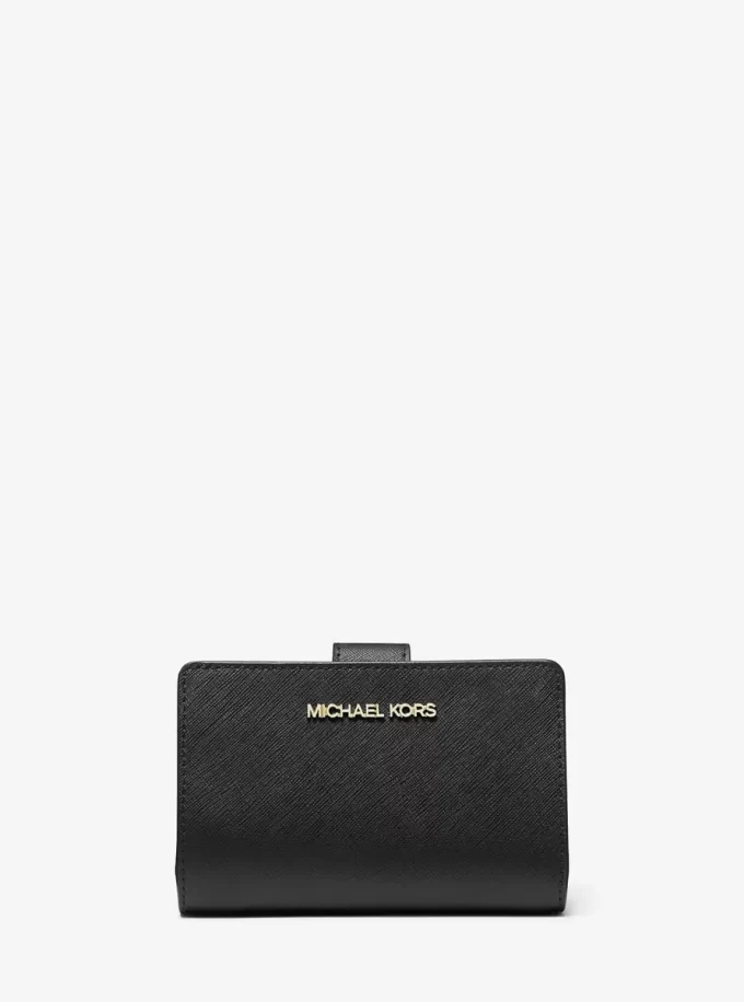 Cartera mediana de piel de grano cruzado Cartera mediana de piel de grano cruzado