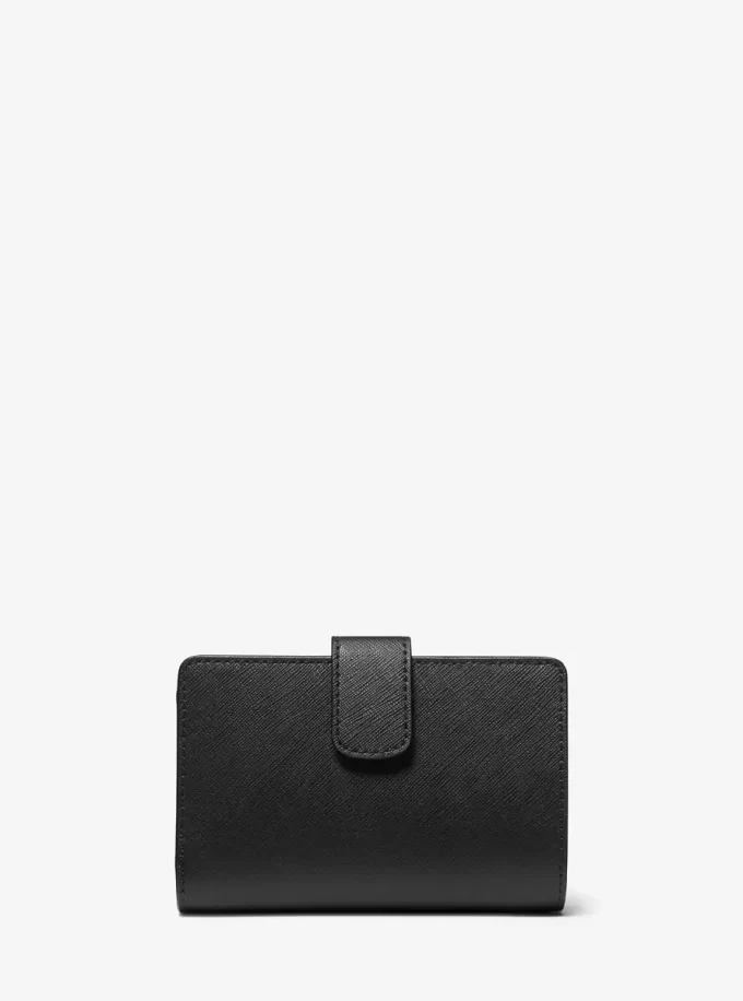 Cartera mediana de piel de grano cruzado Cartera mediana de piel de grano cruzado
