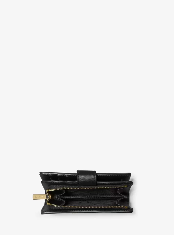 Cartera mediana de piel de grano cruzado Cartera mediana de piel de grano cruzado