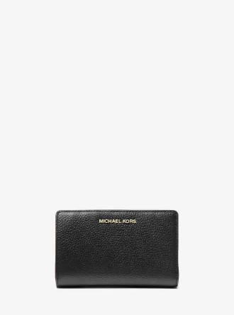 Cartera mediana de piel granulada