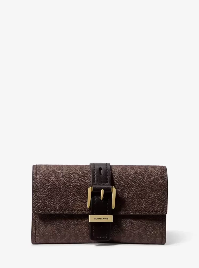Cartera mediana triple con logo de firma de Nolita