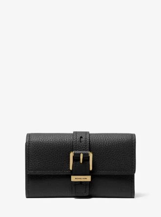 Cartera Nolita mediana de piel granulada con tres pliegues