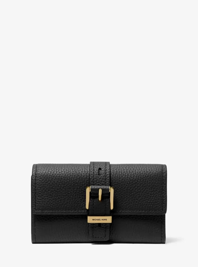 Cartera Nolita mediana de piel granulada con tres pliegues