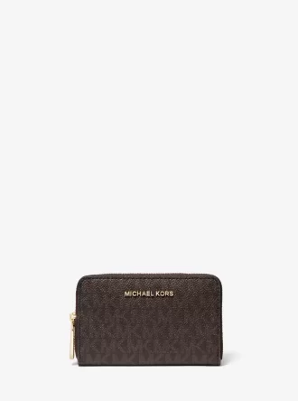 Cartera pequeña de cuero y logo
