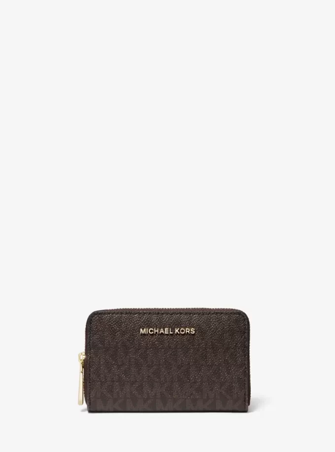 Cartera pequeña de cuero y logo