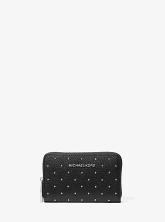 Cartera pequeña de piel granulada con tachuelas Jet Set