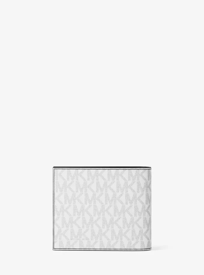 Cartera plegable con el logotipo de la firma Cooper y franja metálica Cartera plegable con el logotipo de la firma Cooper y franja metálica