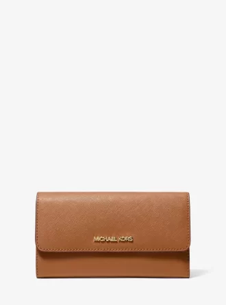 Cartera plegable de piel granulada Jet Set Travel