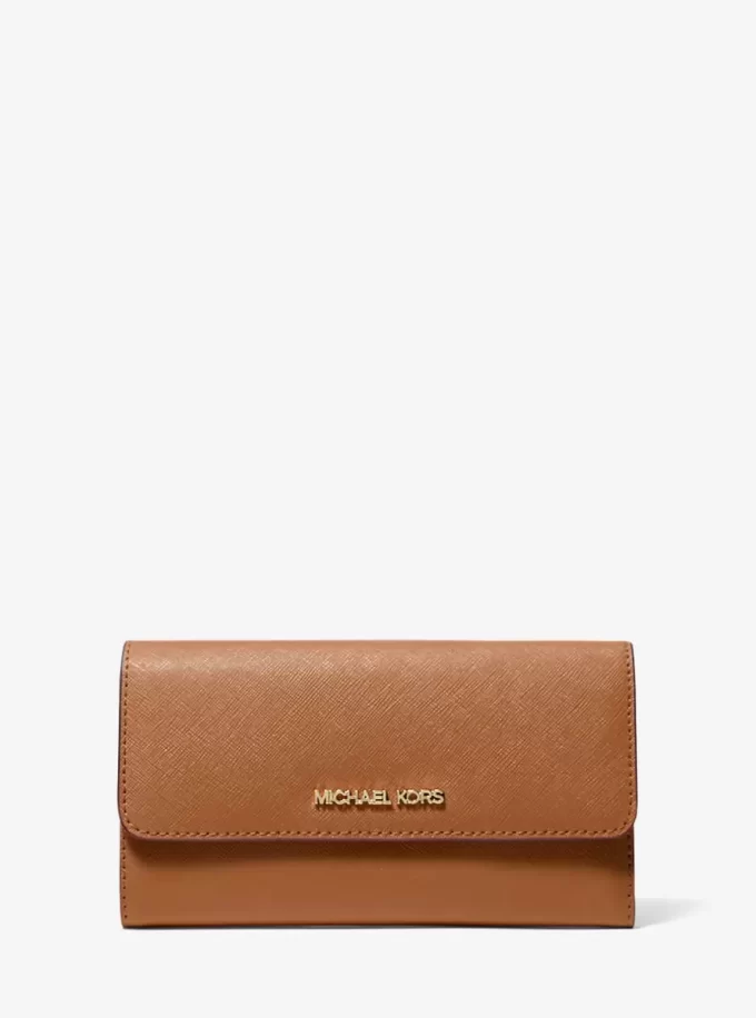 Cartera plegable de piel granulada Jet Set Travel