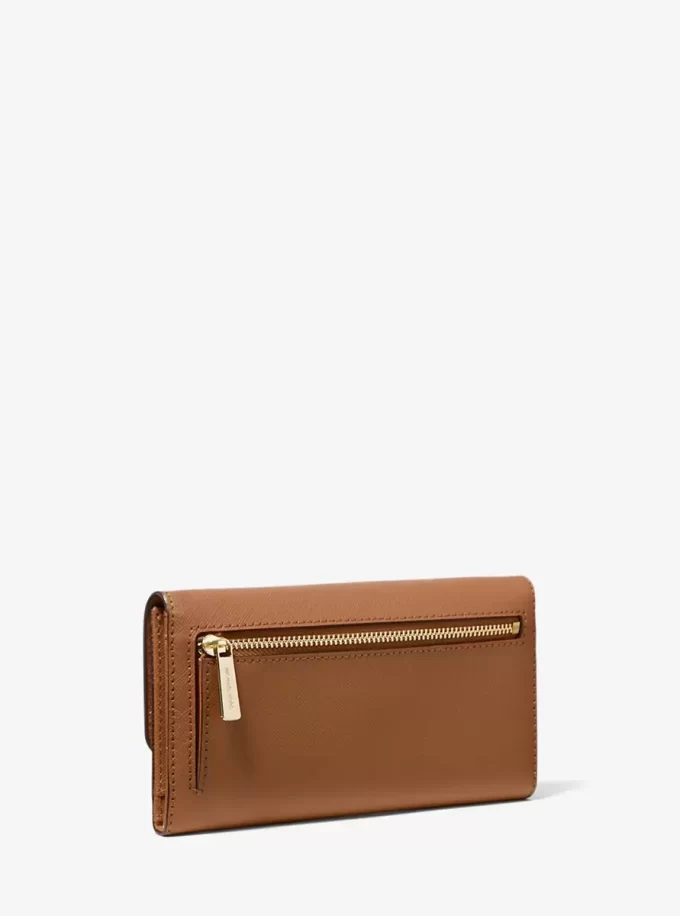 Cartera plegable de piel granulada Jet Set Travel