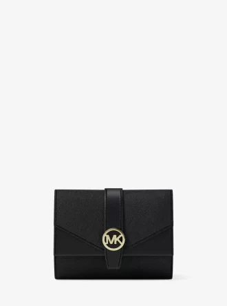 Cartera plegable de piel saffiano mediana Greenwich