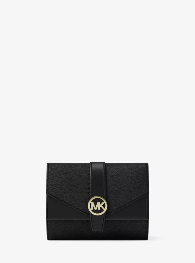 Cartera plegable de piel saffiano mediana Greenwich Cartera plegable de piel saffiano mediana Greenwich