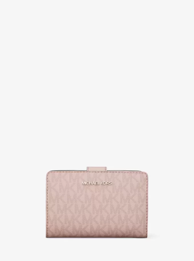 Cartera plegable mediana Jet Set con el logotipo de la firma Cartera plegable mediana Jet Set con el logotipo de la firma