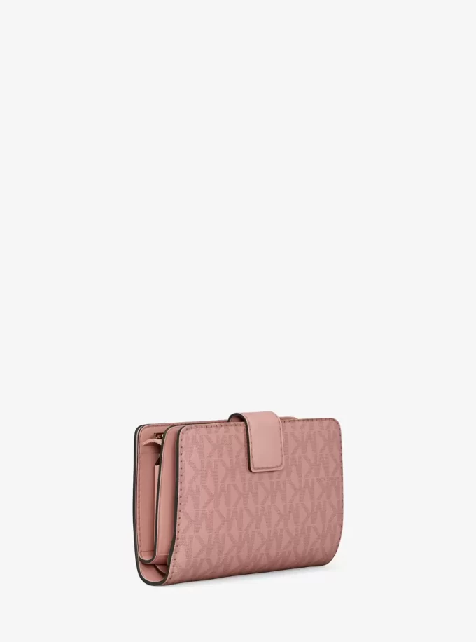 Cartera plegable mediana Jet Set con el logotipo de la firma Cartera plegable mediana Jet Set con el logotipo de la firma