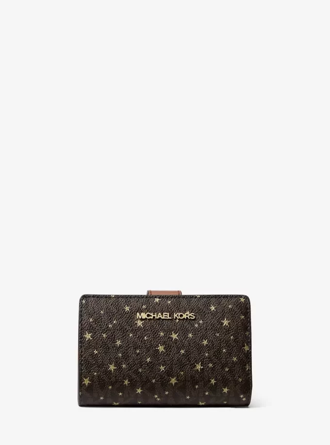 Cartera plegable mediana Jet Set con logotipo impreso.