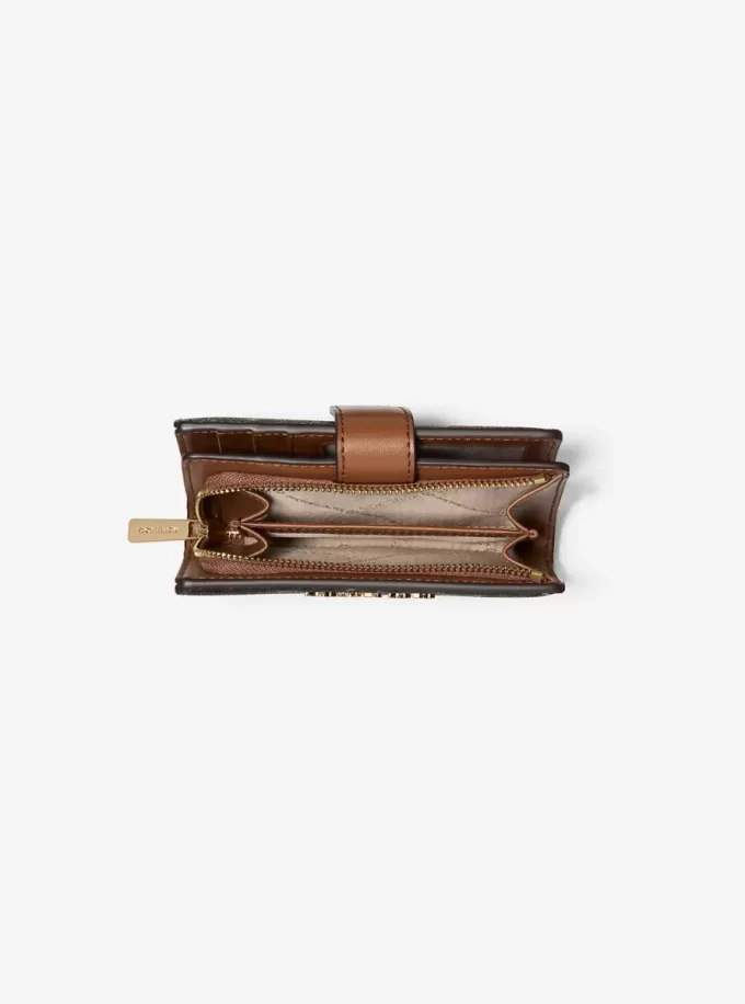 Cartera plegable mediana Jet Set con logotipo impreso.