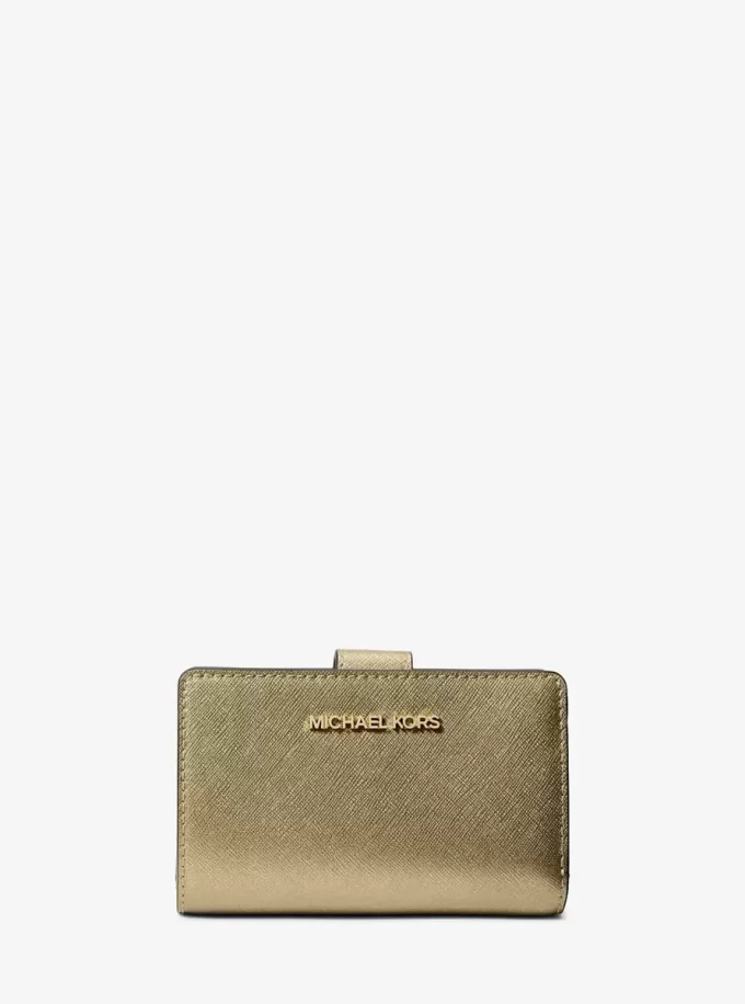 Cartera plegable mediana Jet Set de piel saffiano metalizada Cartera plegable mediana Jet Set de piel saffiano metalizada
