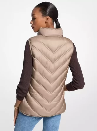 Chaleco plegable de nailon con estampado de logotipo acolchado Chevron