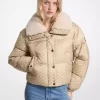 Chaqueta acolchada con estampado del logo y sherpa