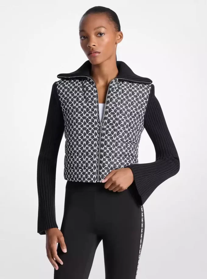 Chaqueta acolchada con logo gráfico y punto