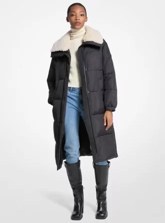 Chaqueta acolchada con ribete de piel sintética
