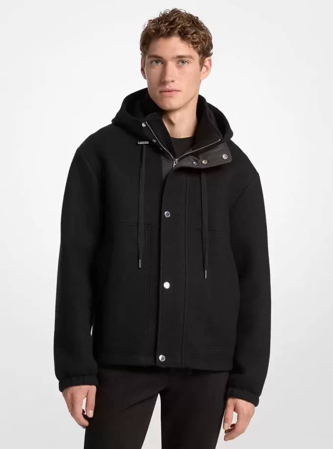 Chaqueta con capucha de mezcla de lana Chaqueta con capucha de mezcla de lana