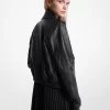 Chaqueta de cuero tipo blusón