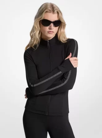 Chaqueta de nailon elástico con cinta con el logo Chaqueta de nailon elástico con cinta con el logo
