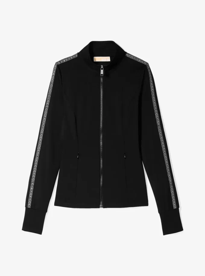 Chaqueta de nailon elástico con cinta con el logo Chaqueta de nailon elástico con cinta con el logo