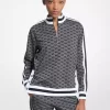 Chaqueta de punto elástico metalizado con estampado del logo y media cremallera