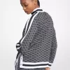 Chaqueta de punto elástico metalizado con estampado del logo y media cremallera