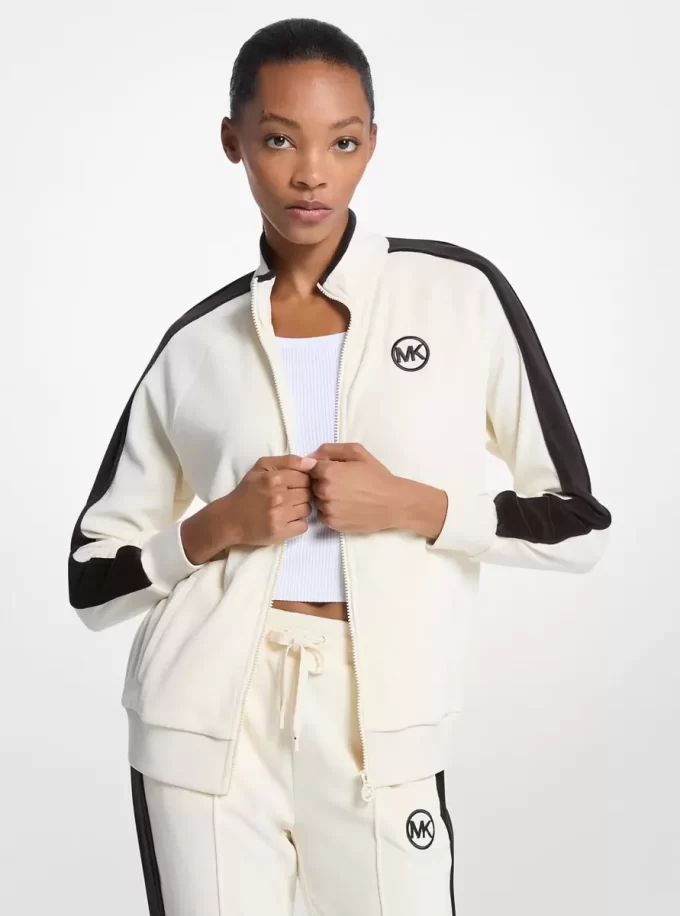 Chaqueta de terciopelo a rayas con cremallera