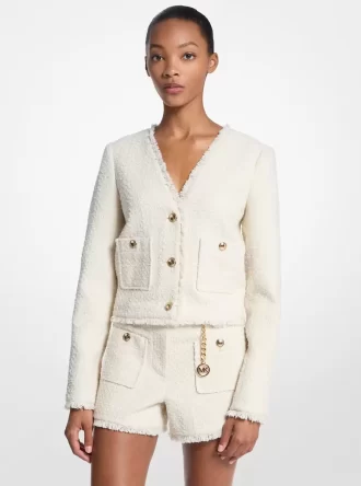 Chaqueta de tweed con pestañas