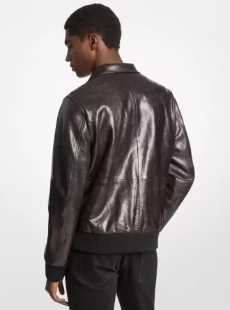 Chaqueta Harrington de cuero envejecido
