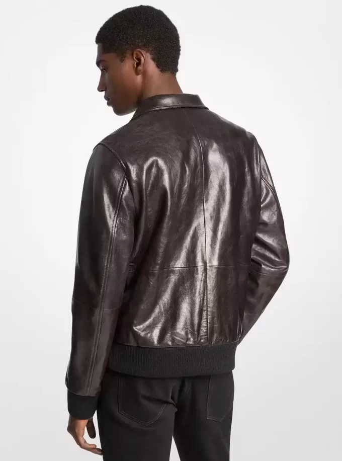 Chaqueta Harrington de cuero envejecido Chaqueta Harrington de cuero envejecido
