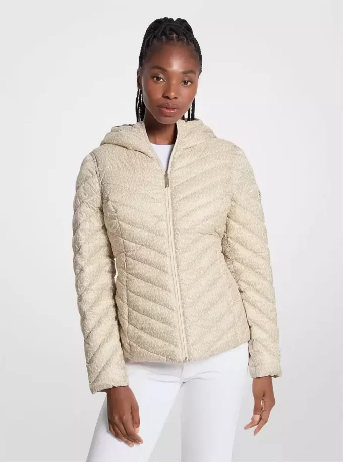 Chaqueta reversible de nailon acolchado con estampado de logotipo de chevrón