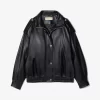 Chaqueta tipo blusón de cuero de gran tamaño