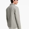 Chaqueta tipo camisa de popelina de algodón elástico teñida en prenda Chaqueta tipo camisa de popelina de algodón elástico teñida en prenda