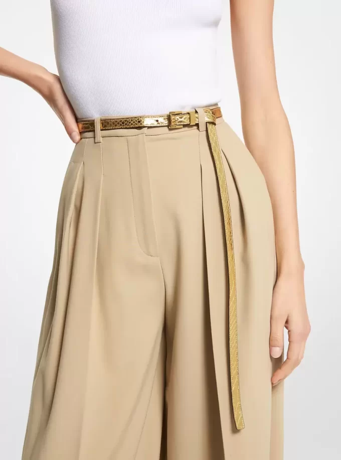Cinturón de pantalón de cuero con relieve de pitón metalizado Cinturón de pantalón de cuero con relieve de pitón metalizado