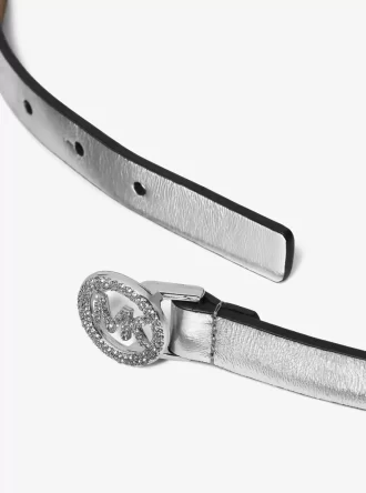 Cinturón de piel metalizada adornado
