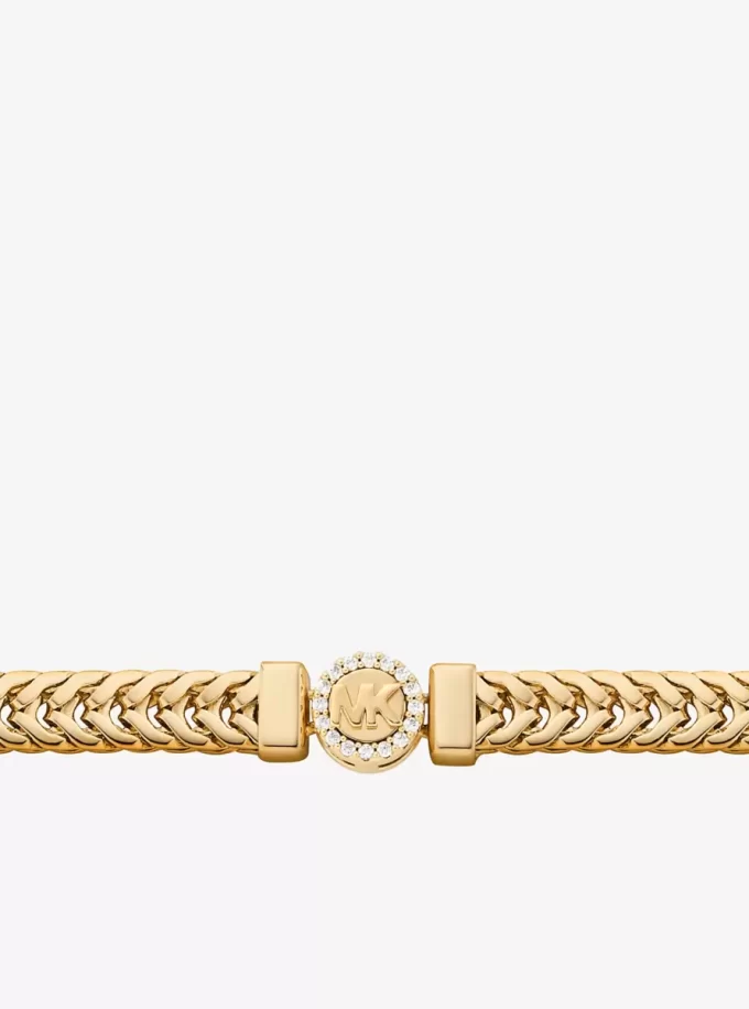 Collar con cadena de cola de zorra y logo pavé Collar con cadena de cola de zorra y logo pavé