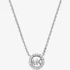 Collar con colgante de logotipo pavé de plata de ley chapada en metales preciosos de Fulton