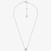 Collar con colgante de logotipo pavé de plata de ley chapada en metales preciosos de Fulton