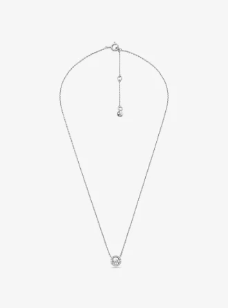 Collar con colgante de logotipo pavé de plata de ley chapada en metales preciosos de Fulton
