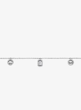 Collar con dijes mixtos pavé de plata de ley chapada en metal precioso