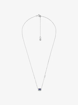 Collar con halo pavé de plata de ley chapada en metal precioso