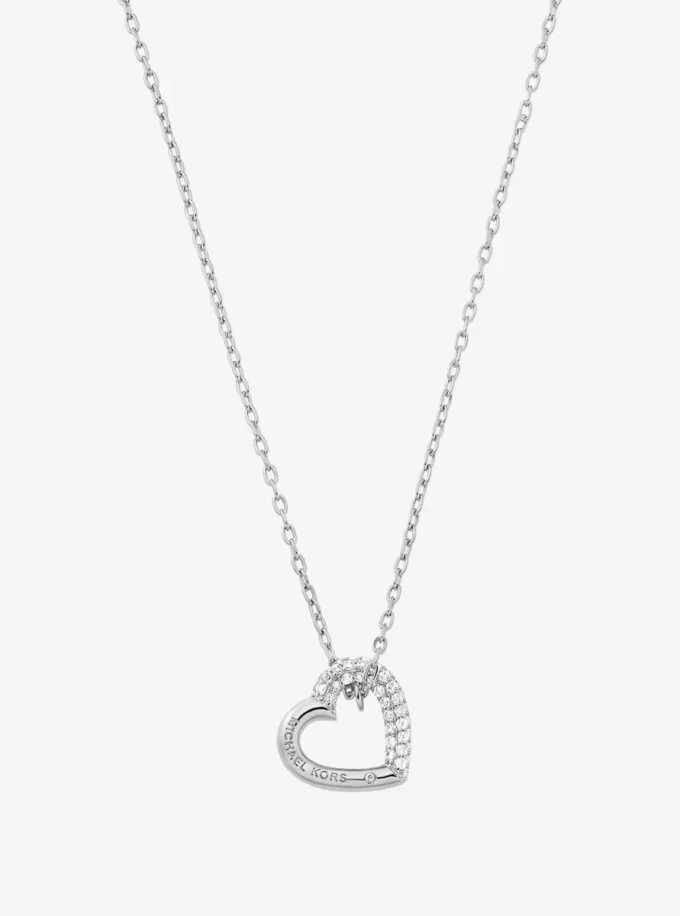 Collar de eslabones con forma de corazón pavé Collar de eslabones con forma de corazón pavé