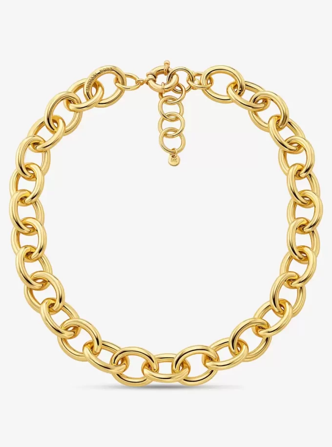 Collar de eslabones grandes de latón chapado en metal precioso