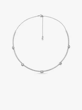Collar de plata de ley con baño de metal precioso y pavé
